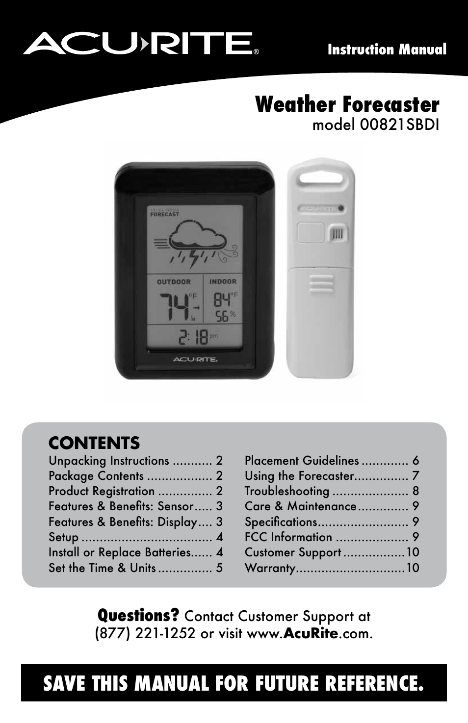 AcuRite 00821 Weather Station User Manual | 12 pages