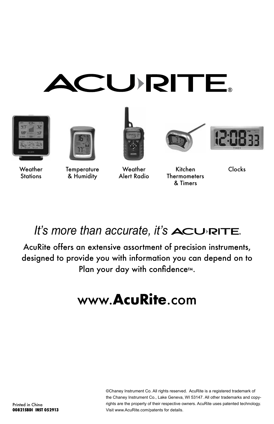 It’s more than accurate, it’s | AcuRite 00821 Weather Station User Manual | Page 12 / 12