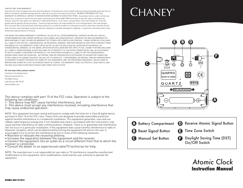 AcuRite 50314 Clock User Manual | 4 pages