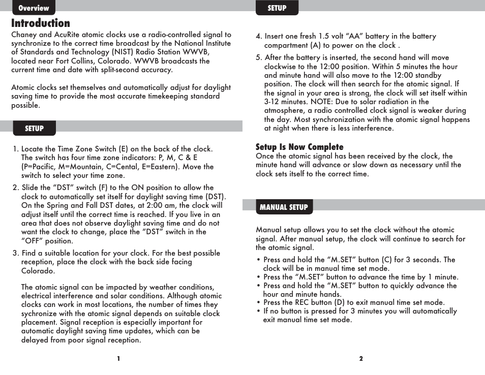 Introduction | AcuRite 50314 Clock User Manual | Page 2 / 4