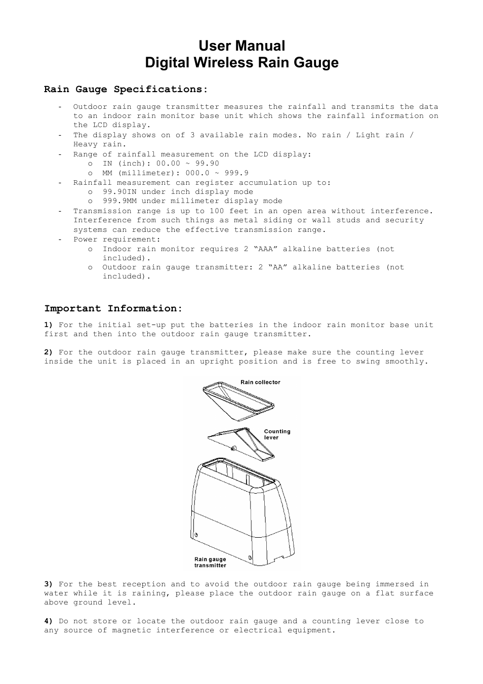 AcuRite 00896 Rain Gauge User Manual | 5 pages