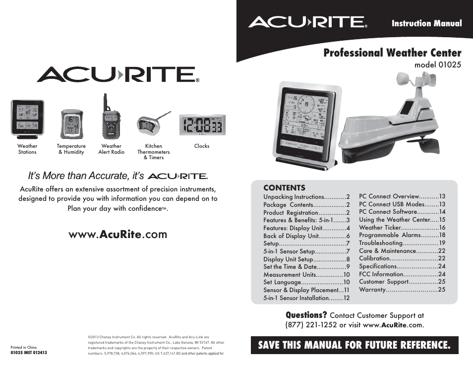 AcuRite 01035 Weather Station User Manual | 13 pages