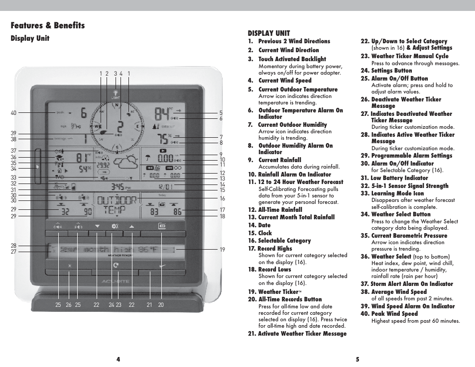 Features & benefits | AcuRite 01035 Weather Station User Manual | Page 3 / 13