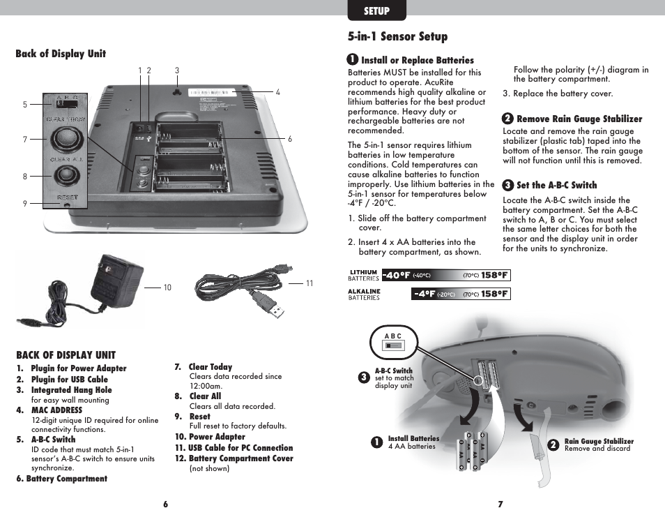 In-1 sensor setup | AcuRite 01035 Weather Station User Manual | Page 4 / 13