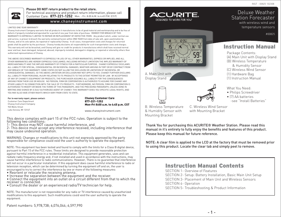 AcuRite 00825 Weather Station User Manual | 14 pages