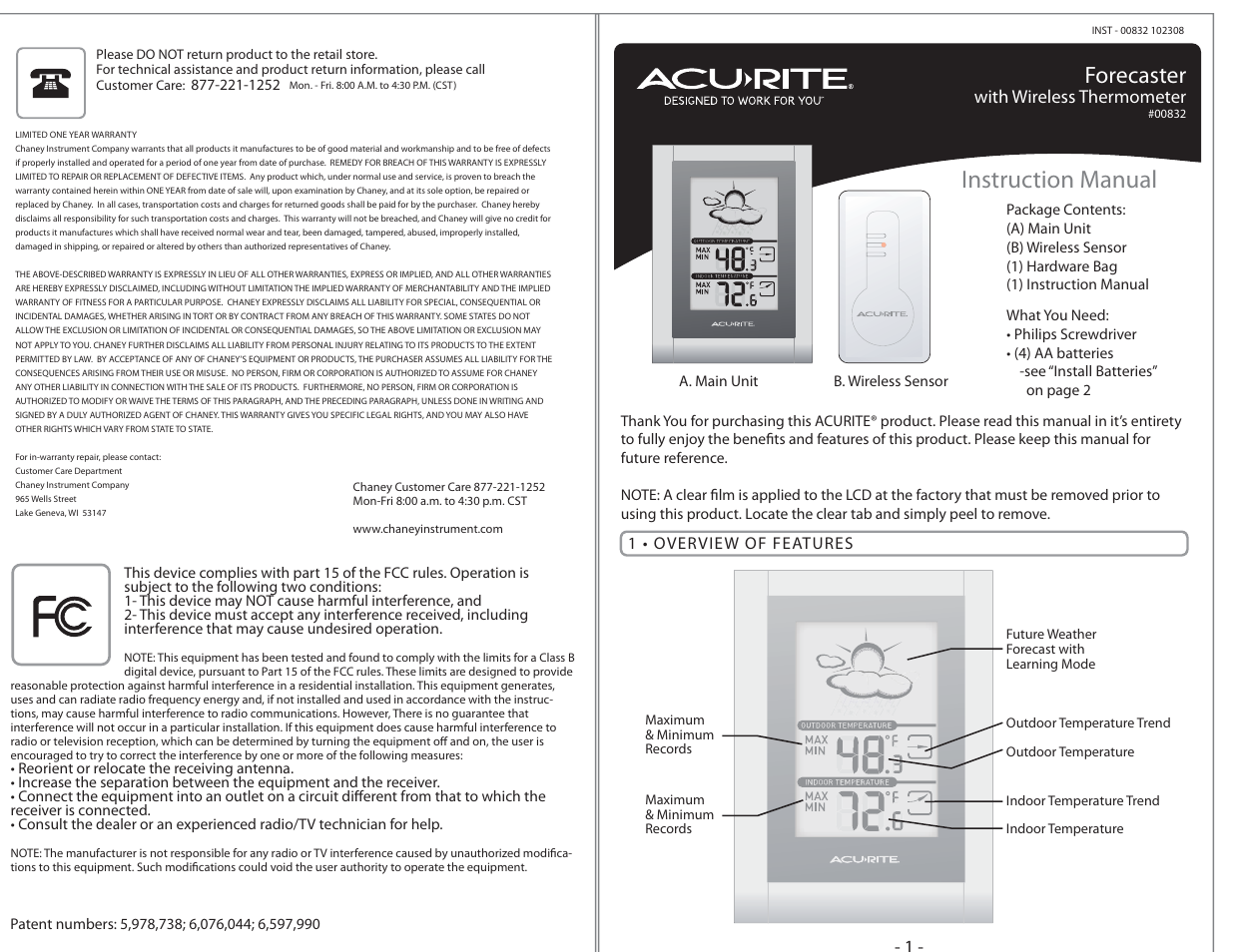 AcuRite 00832 Weather Station User Manual | 4 pages