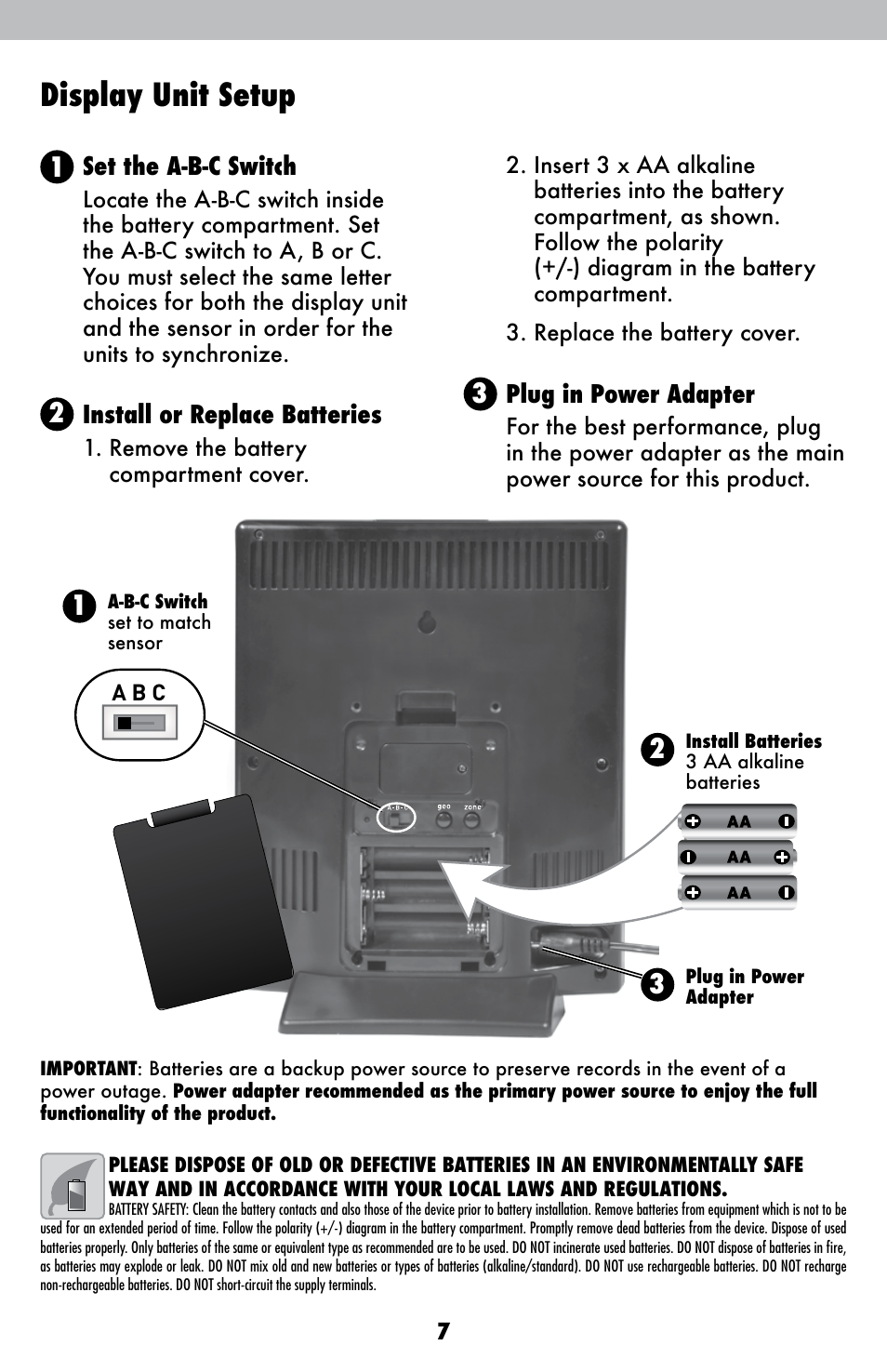 Display unit setup | AcuRite 02007 Weather Station User Manual | Page 7 / 17