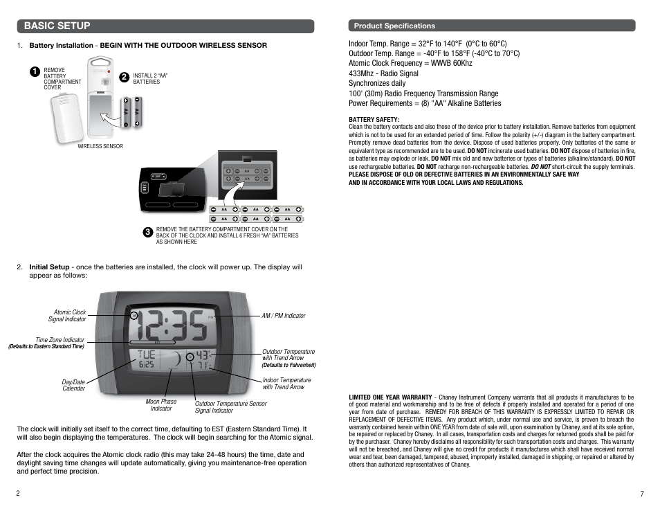 Basic setup | AcuRite 75324T Clock User Manual | Page 2 / 4