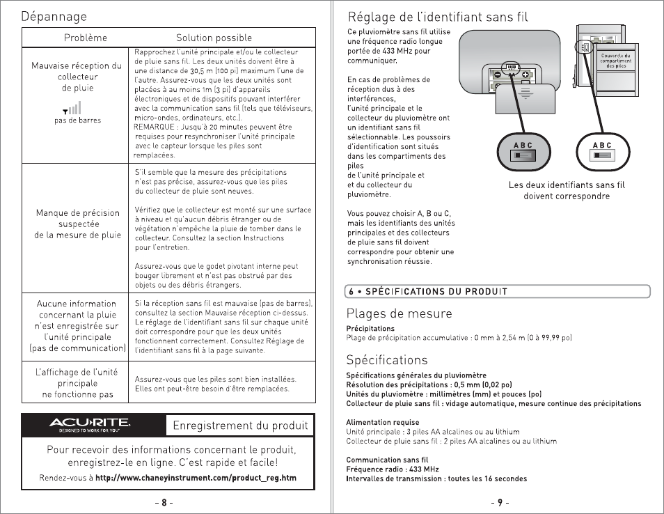 00614 - inst07fr.pg15.pdf | AcuRite 00614 Rain Gauge User Manual | Page 15 / 16
