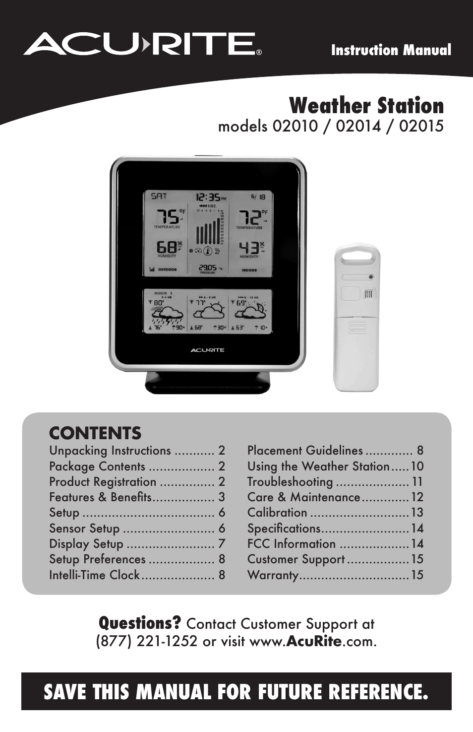 AcuRite 02015 Weather Station User Manual | 16 pages