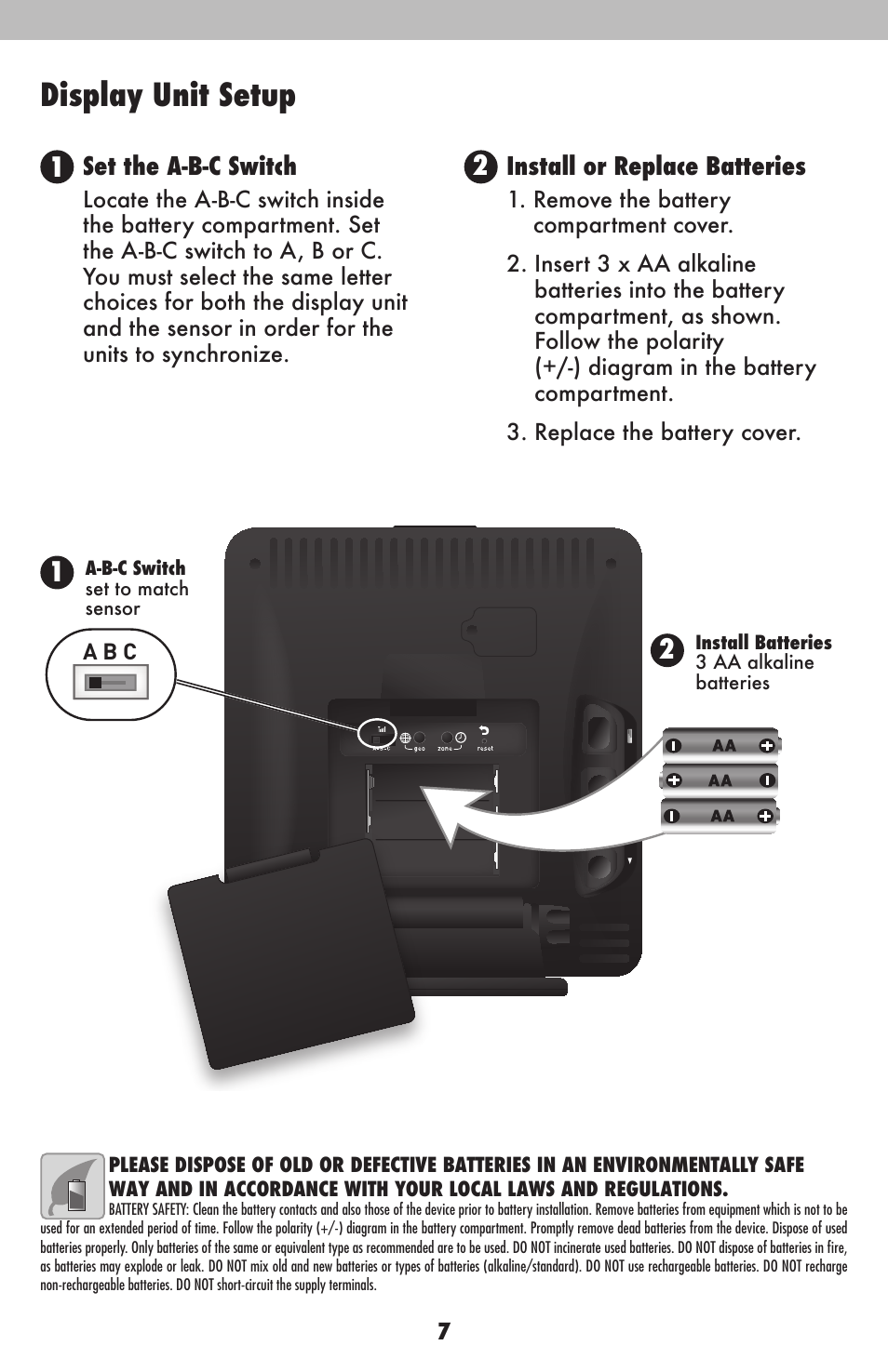 Display unit setup | AcuRite 02015 Weather Station User Manual | Page 7 / 16