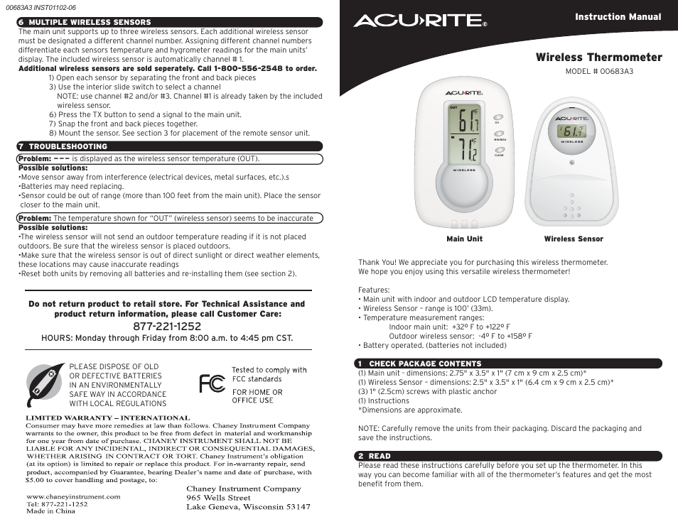 AcuRite 00683 Thermometer User Manual | 2 pages