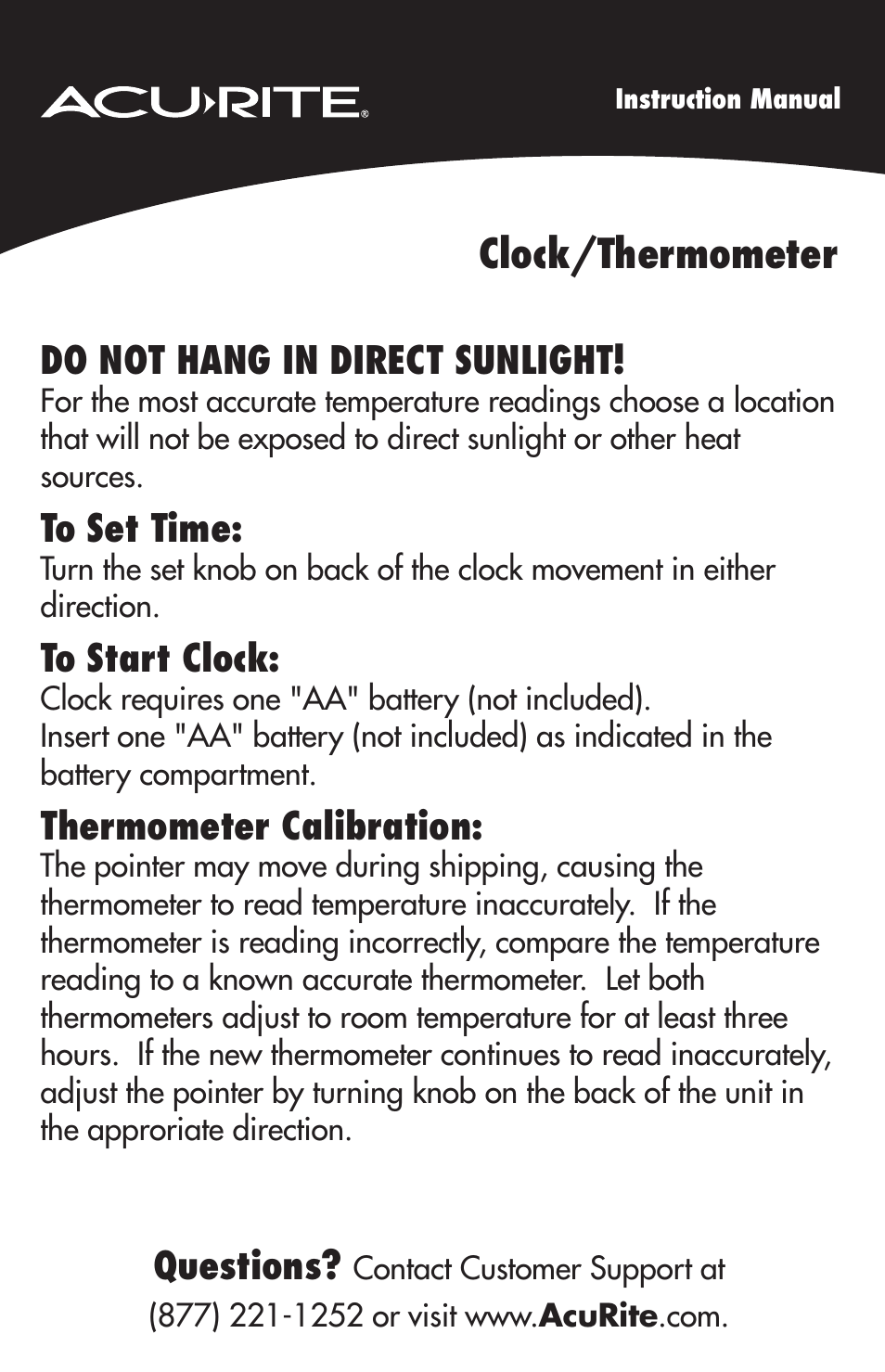 AcuRite 50314 Clock User Manual | 1 page