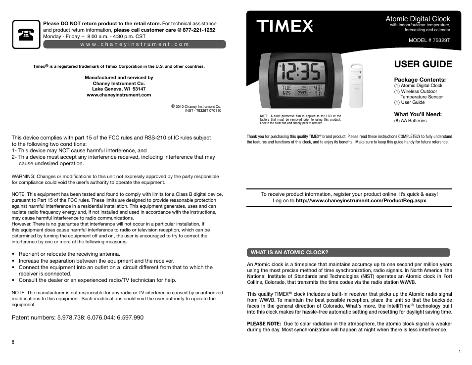 AcuRite 75329T Clock User Manual | 4 pages