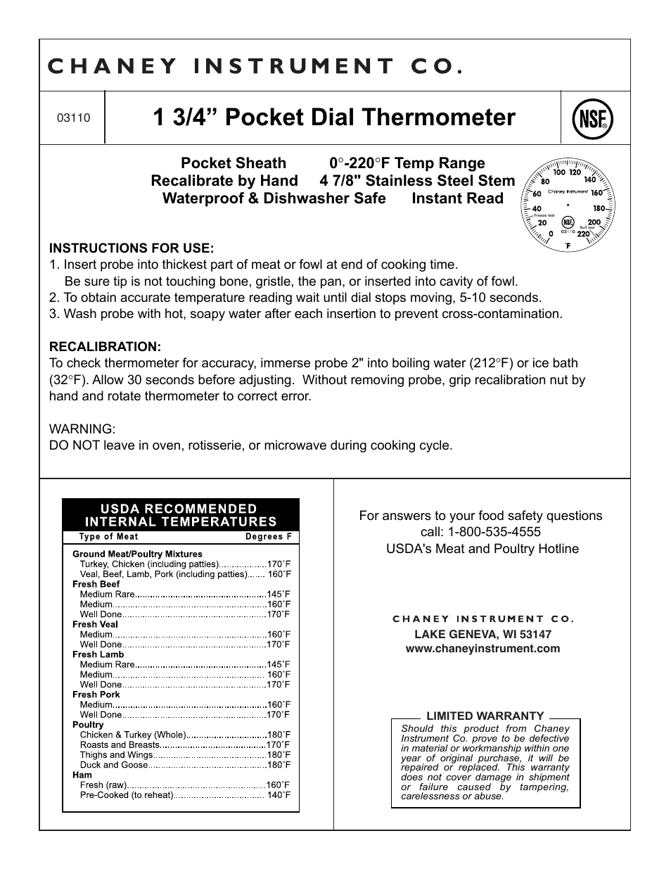 AcuRite 03161 Thermometer User Manual | 1 page