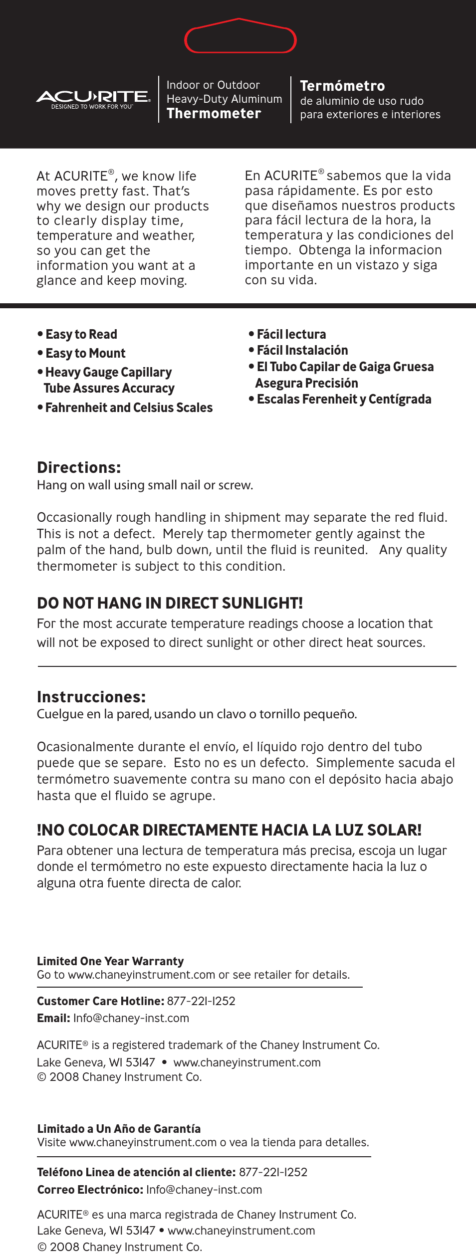 AcuRite 00870 Thermometer User Manual | 1 page