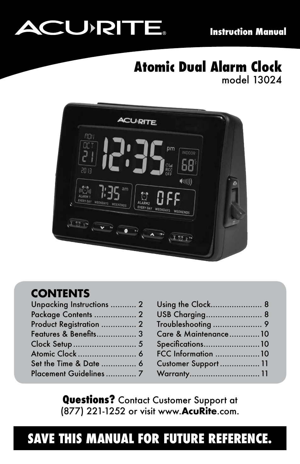 AcuRite 13024 Alarm Clock User Manual | 12 pages