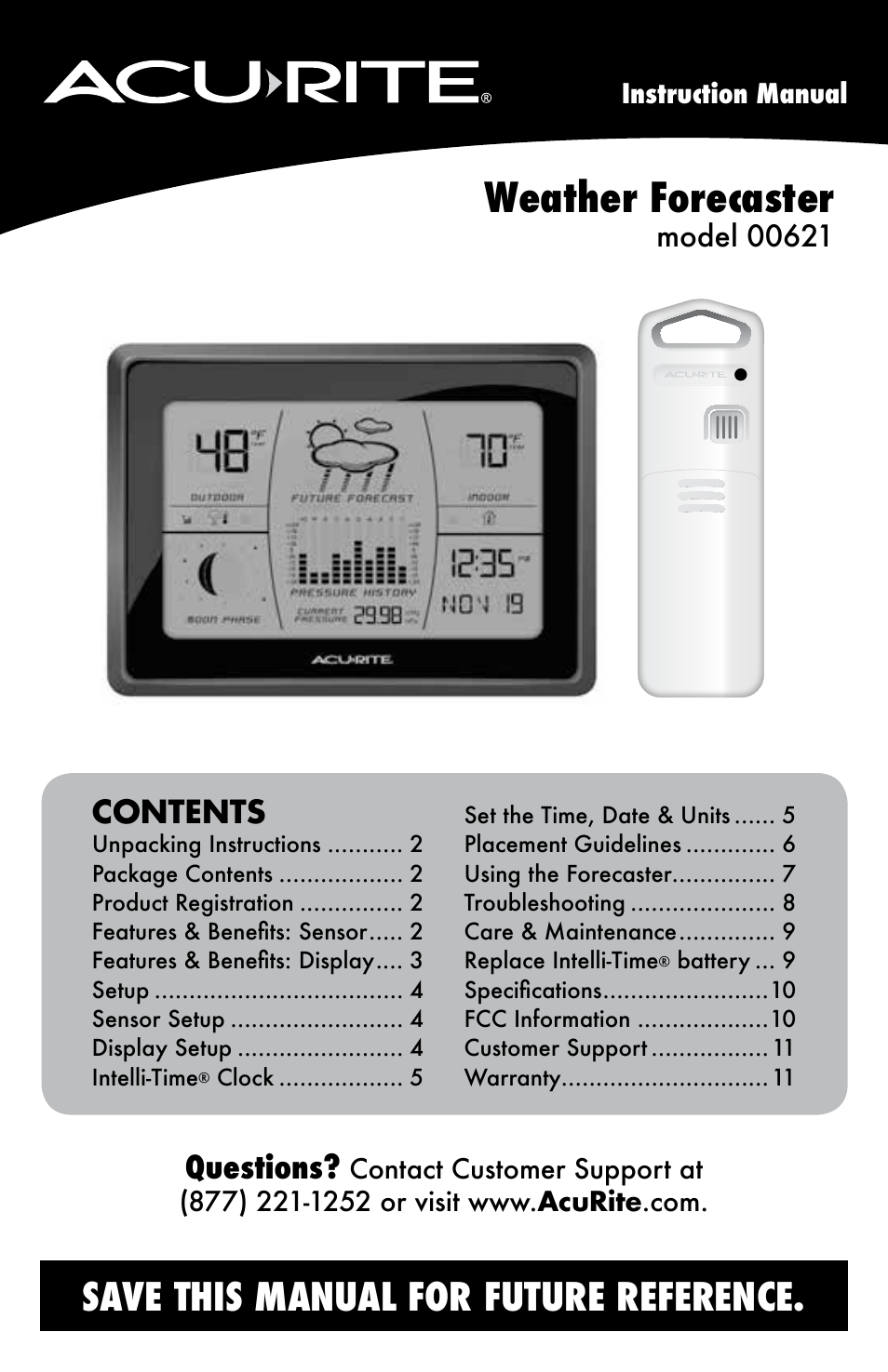 AcuRite 00621 Weather Station User Manual | 12 pages