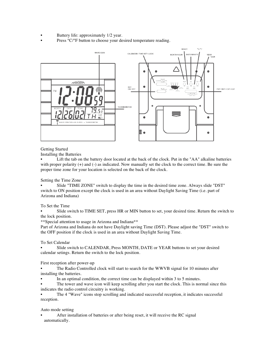 AcuRite 00582 Clock User Manual | Page 3 / 4