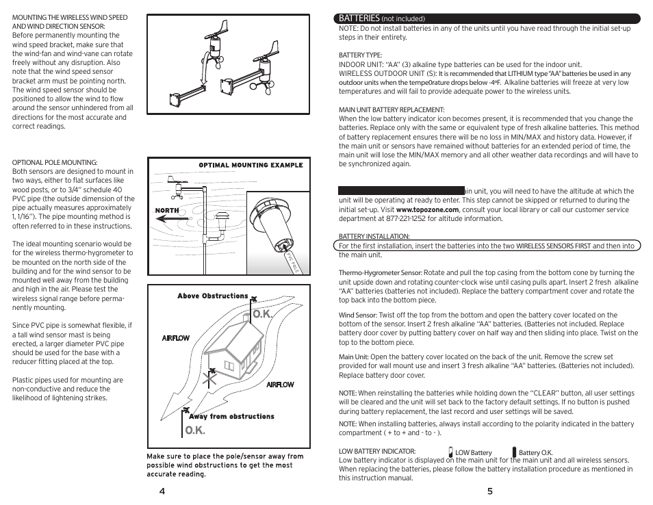 Batteries | AcuRite 00992 Weather Station User Manual | Page 3 / 9