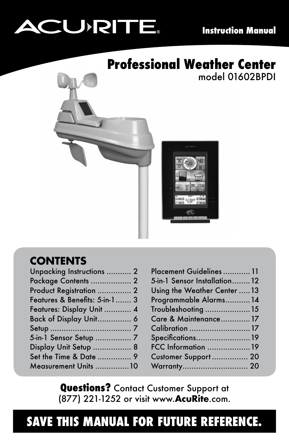 AcuRite 01602BPDI Weather Station User Manual | 22 pages