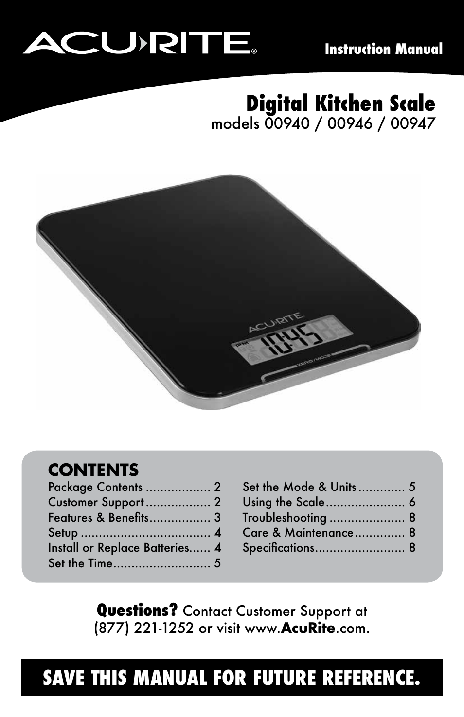 AcuRite 00947 Scale User Manual | 10 pages