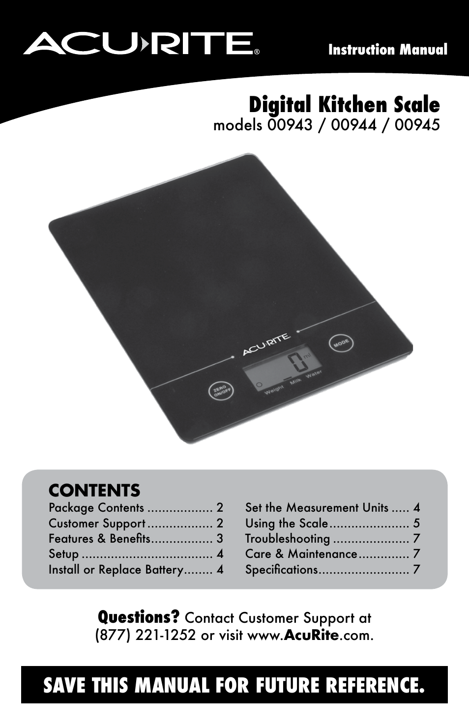 AcuRite 00945 Scale User Manual | 8 pages
