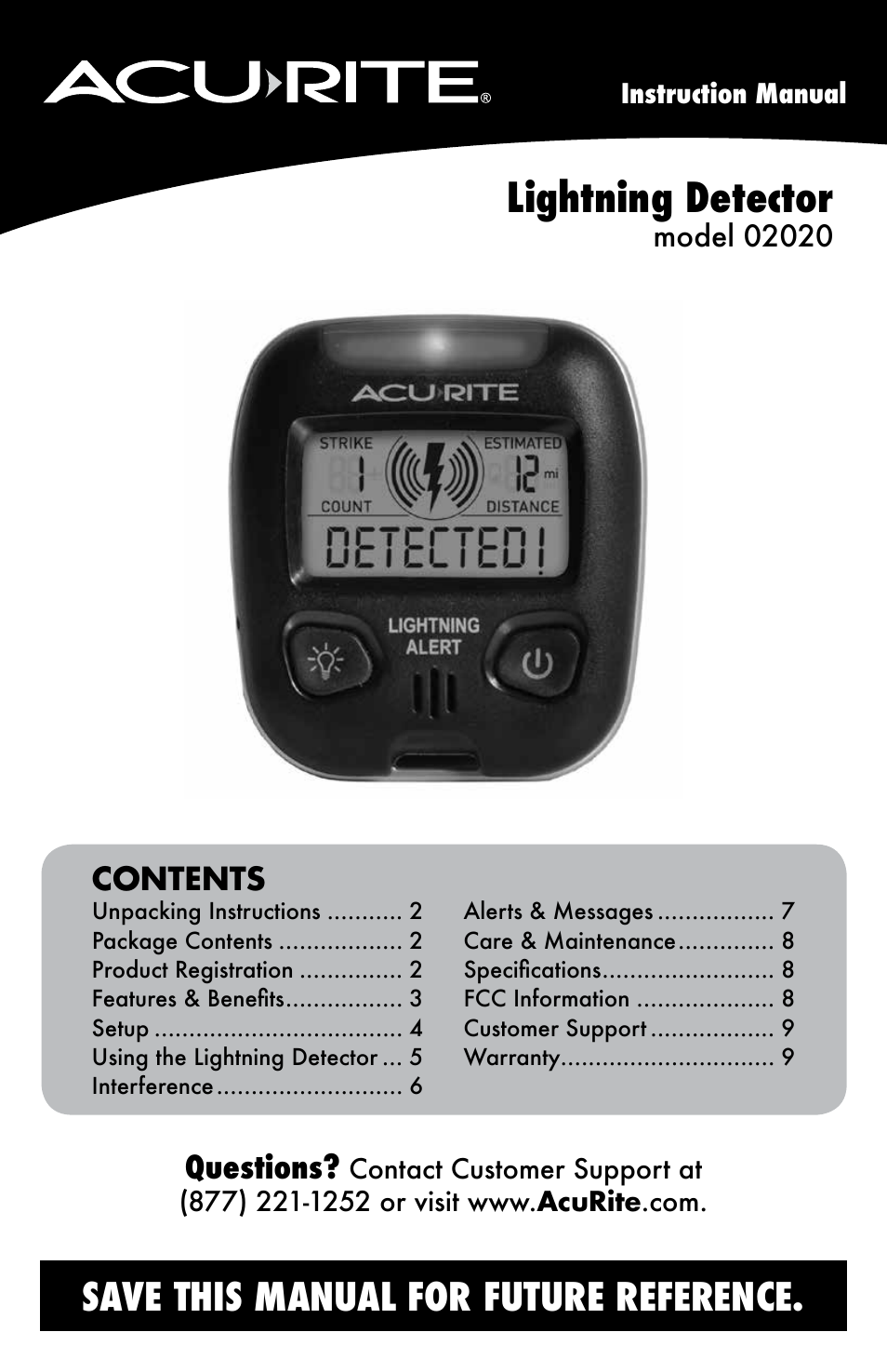 AcuRite 02020 Lightning Detector User Manual | 10 pages