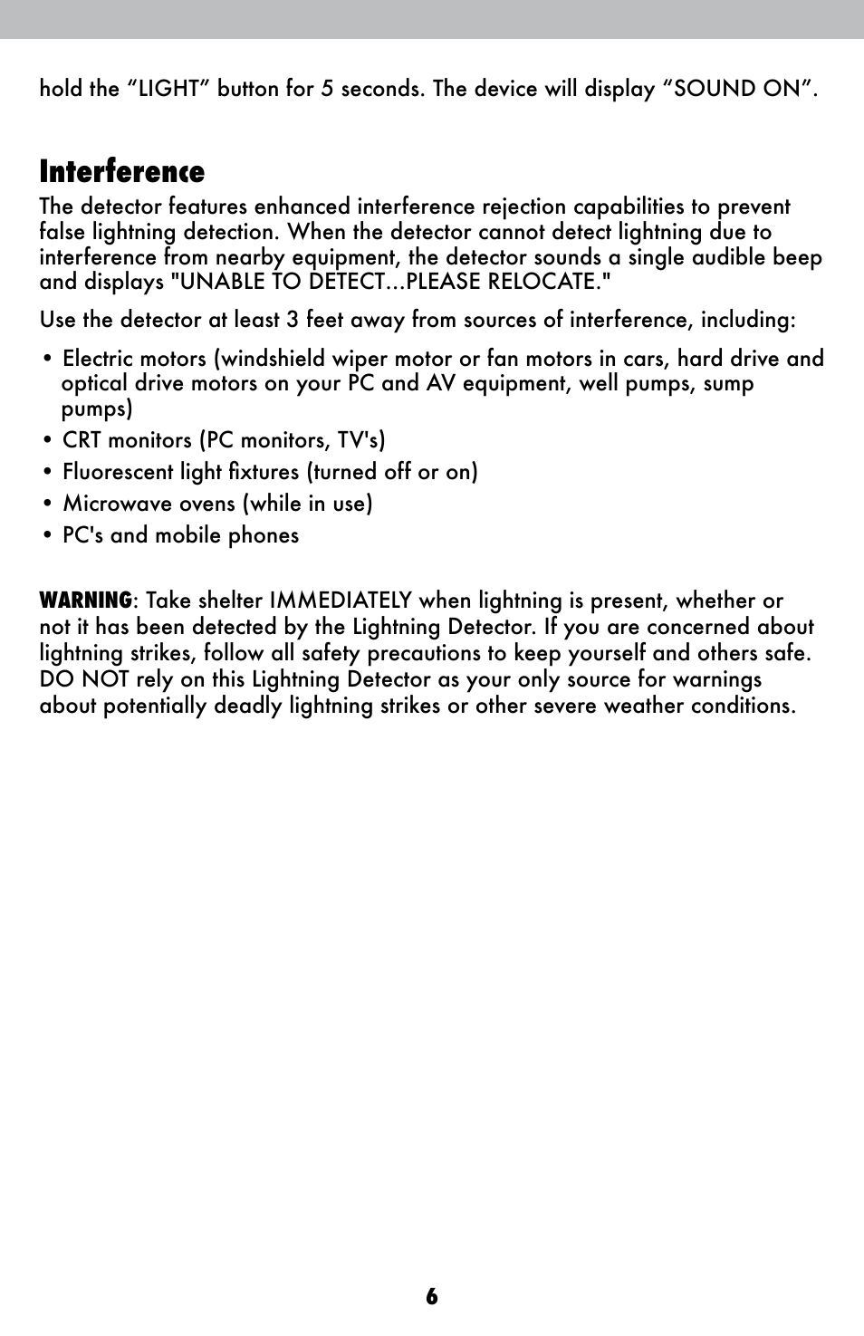 Interference | AcuRite 02020 Lightning Detector User Manual | Page 6 / 10