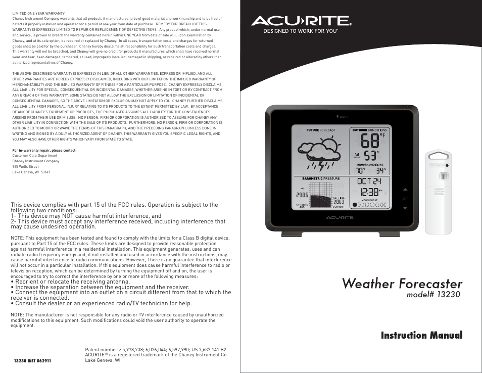 AcuRite 13230 Weather Station User Manual | 6 pages