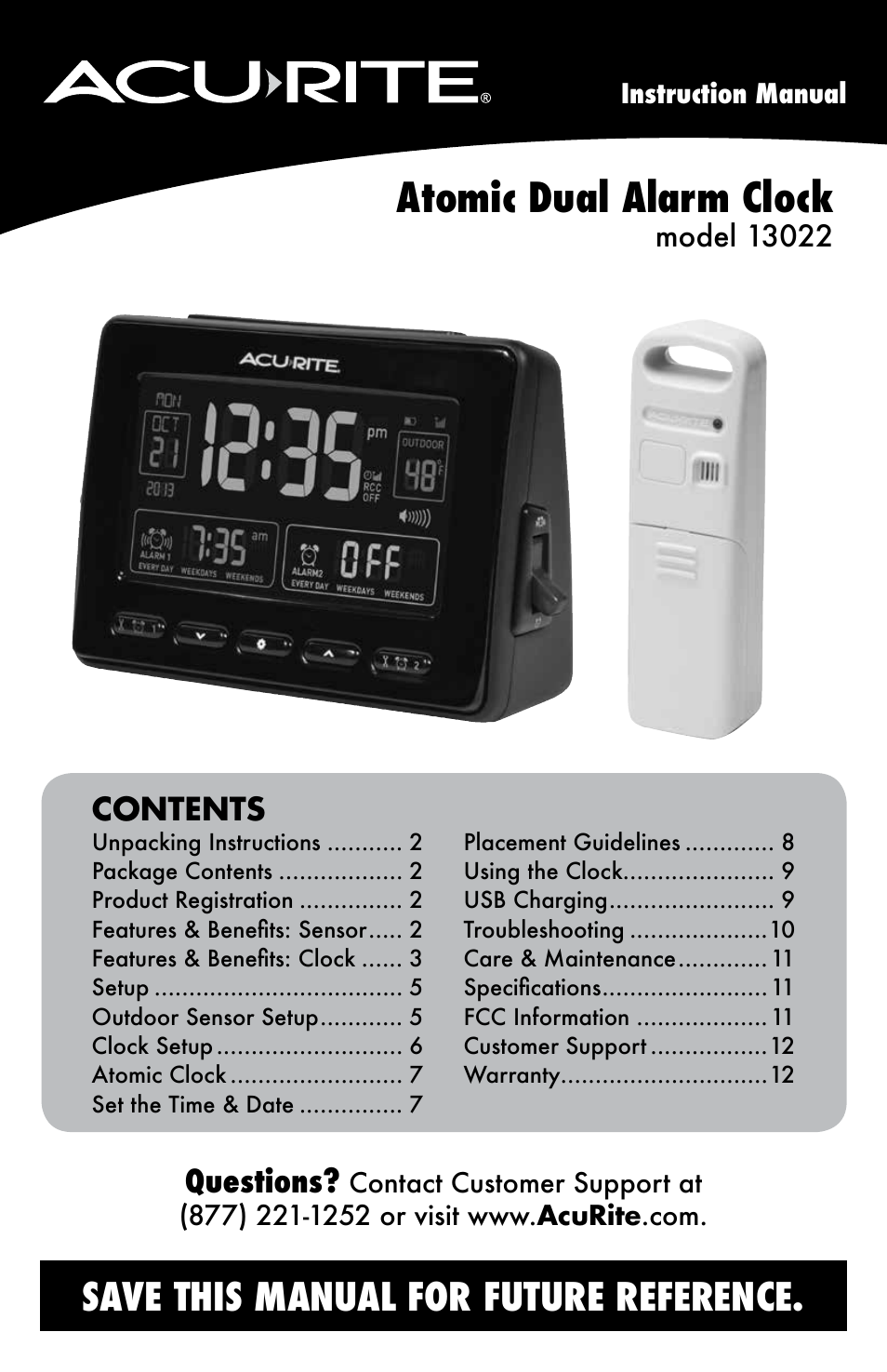 AcuRite 13022 Alarm Clock User Manual | 14 pages