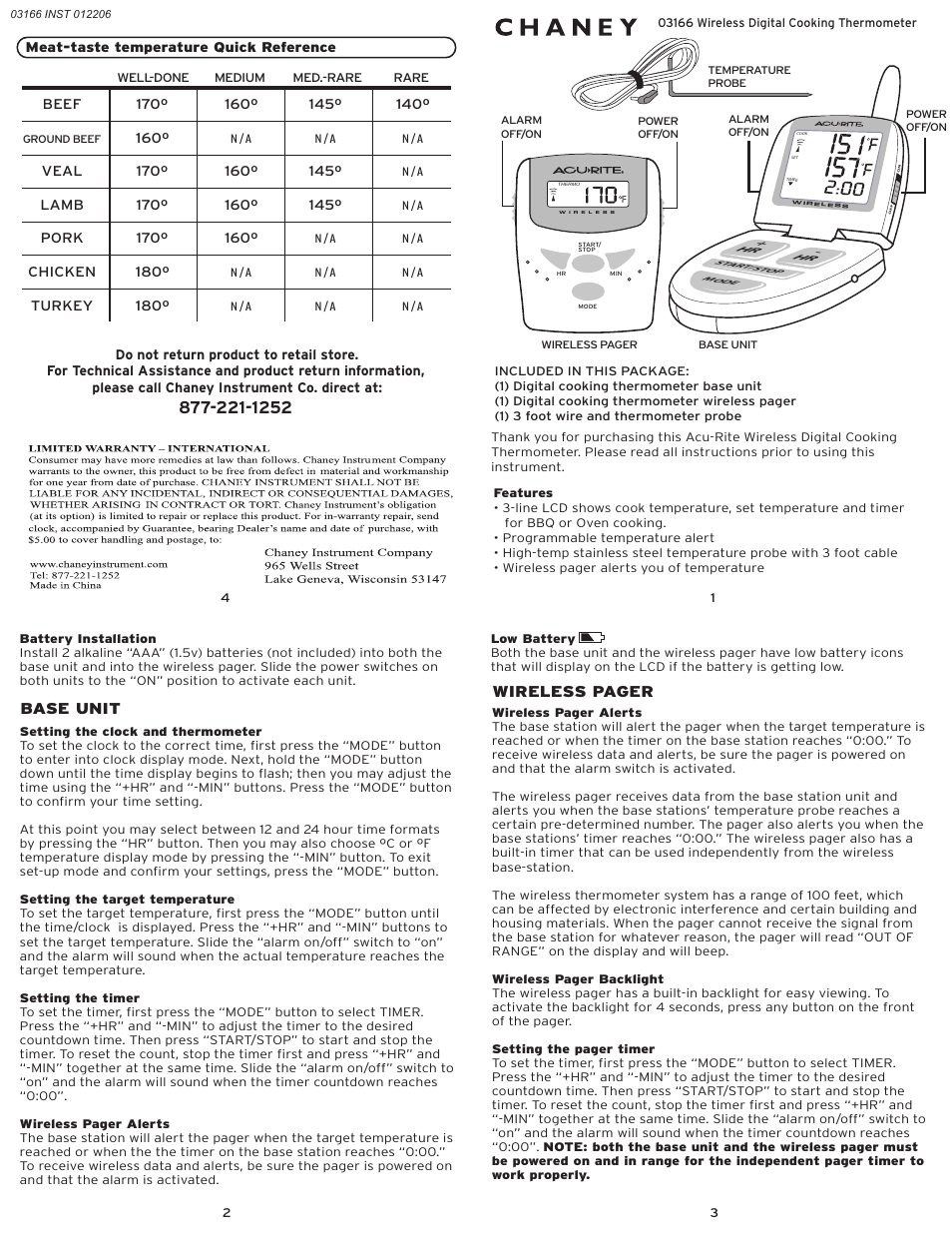 AcuRite 03166 Thermometer User Manual | 1 page