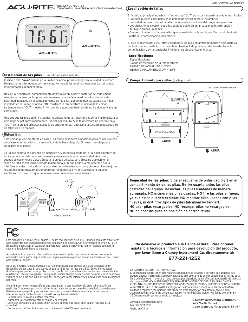 00782 pg2.pdf | AcuRite 00782A2 Thermometer User Manual | Page 2 / 3