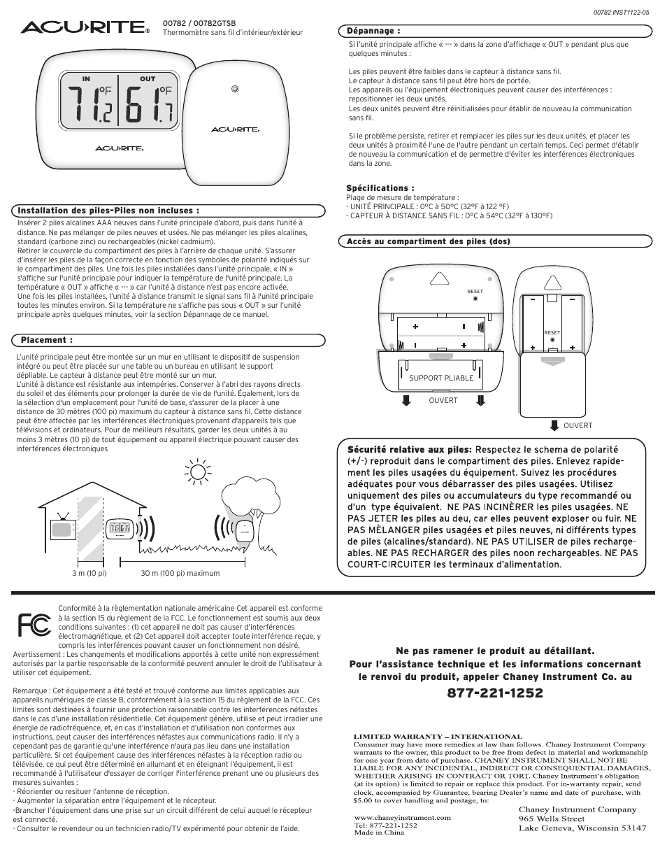 00782 pg3.pdf | AcuRite 00782A2 Thermometer User Manual | Page 3 / 3