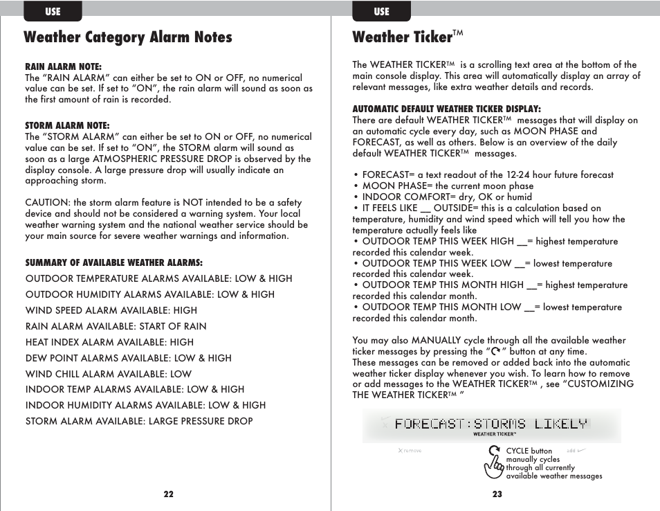 Weather ticker | AcuRite 01035 Weather Station User Manual | Page 13 / 17