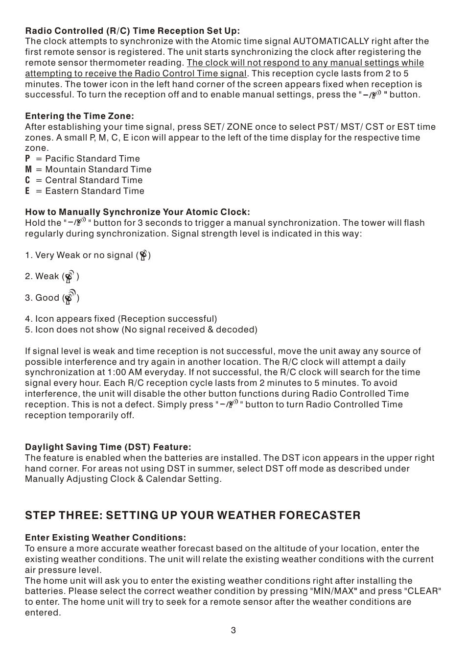 Step three: setting up your weather forecaster | AcuRite 00787 Weather Station User Manual | Page 3 / 5