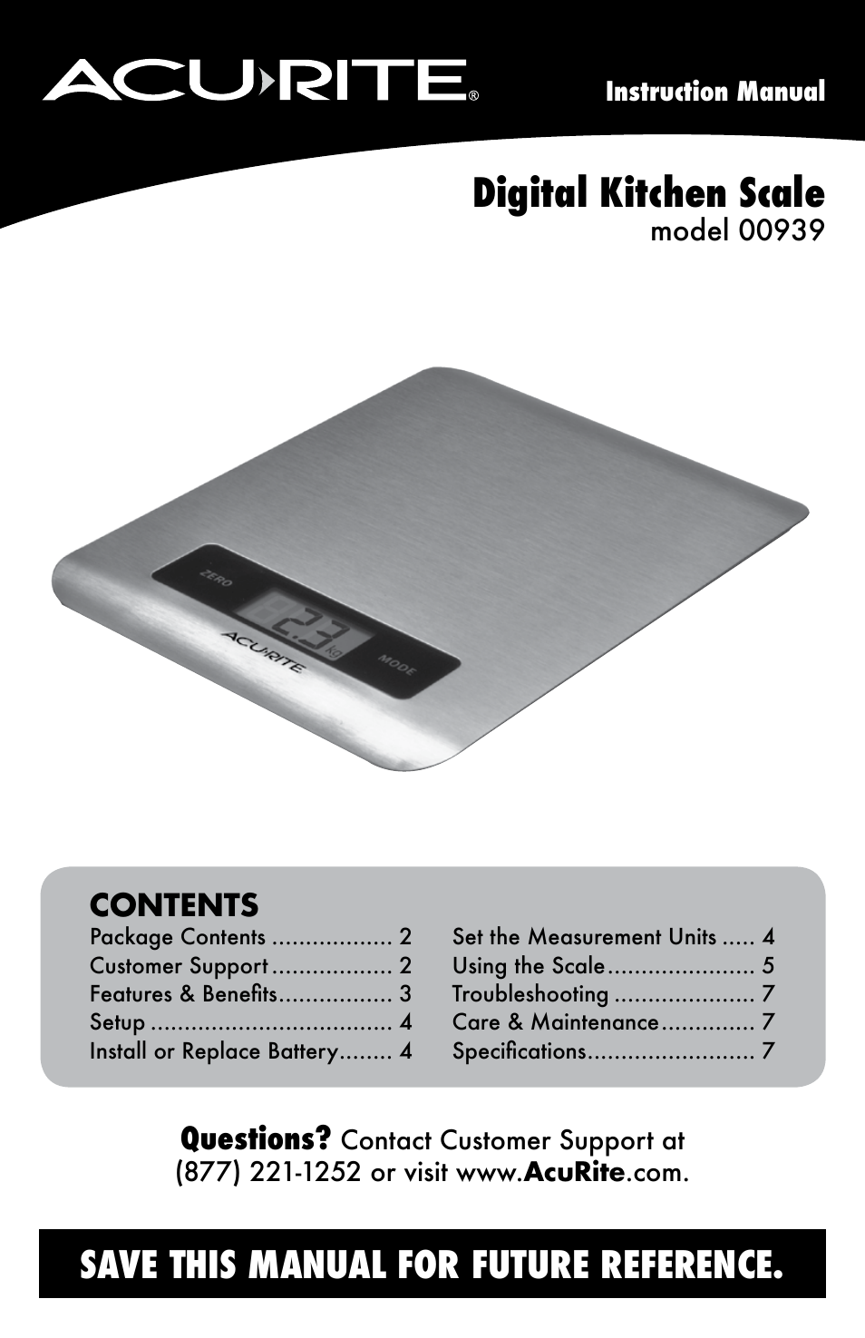 AcuRite 00939 Scale User Manual | 8 pages