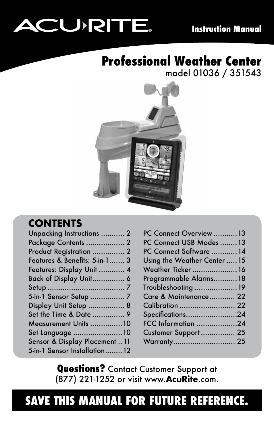 AcuRite 01036 Weather Station User Manual | 26 pages