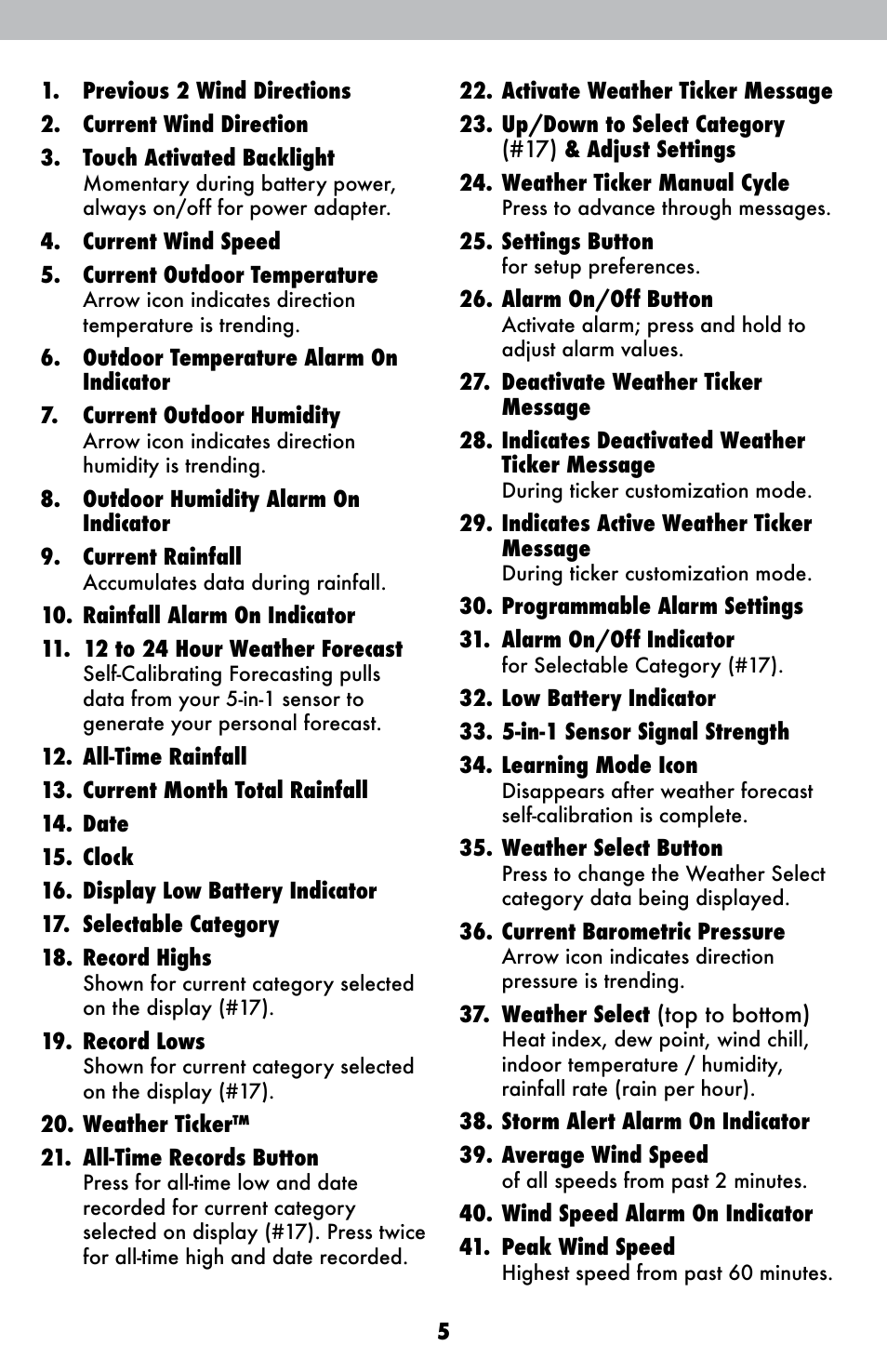 AcuRite 01036 Weather Station User Manual | Page 5 / 26