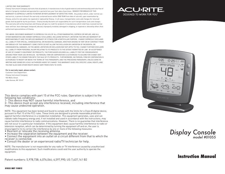 AcuRite 01055 AcuLink Weather Station User Manual | 12 pages