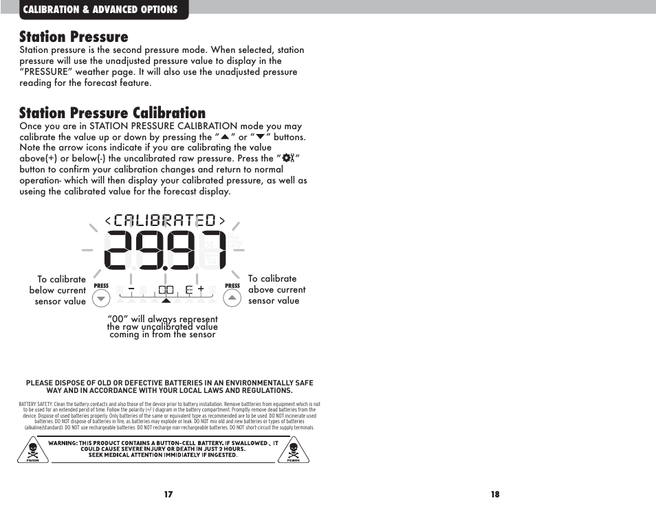 Calibrated, Station pressure calibration, Station pressure | AcuRite 01055 AcuLink Weather Station User Manual | Page 10 / 12