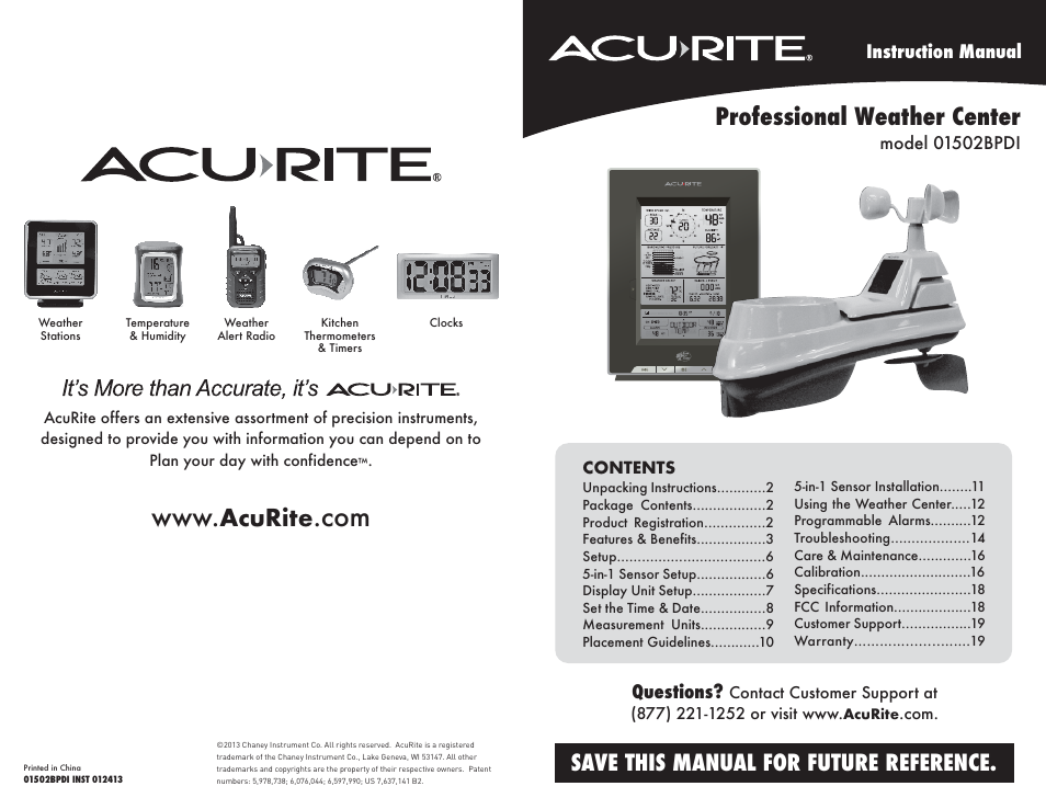 AcuRite 01502BPDI Weather Station User Manual | 10 pages