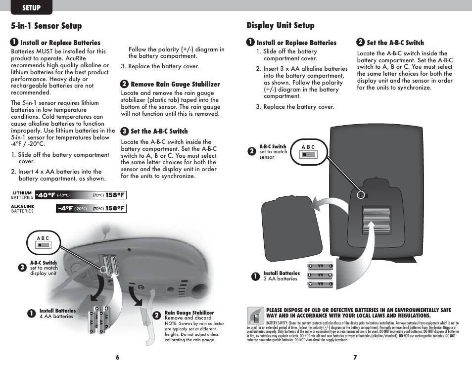 In-1 sensor setup display unit setup | AcuRite 01502BPDI Weather Station User Manual | Page 4 / 10