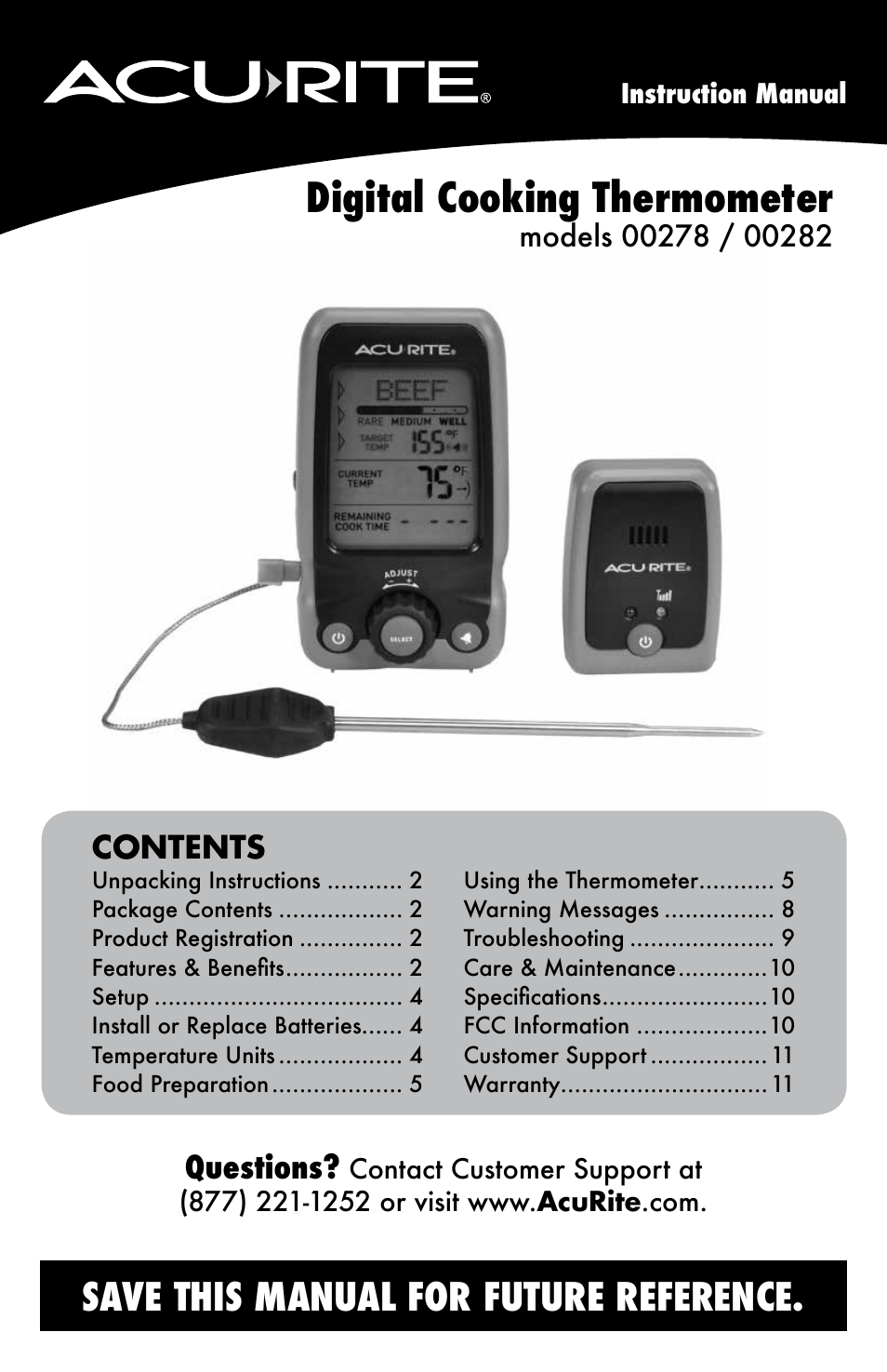 AcuRite 00282 Thermometer User Manual | 12 pages