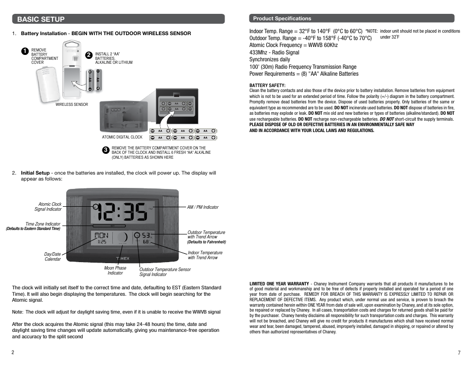 Basic setup | AcuRite 75328T Clock User Manual | Page 2 / 4