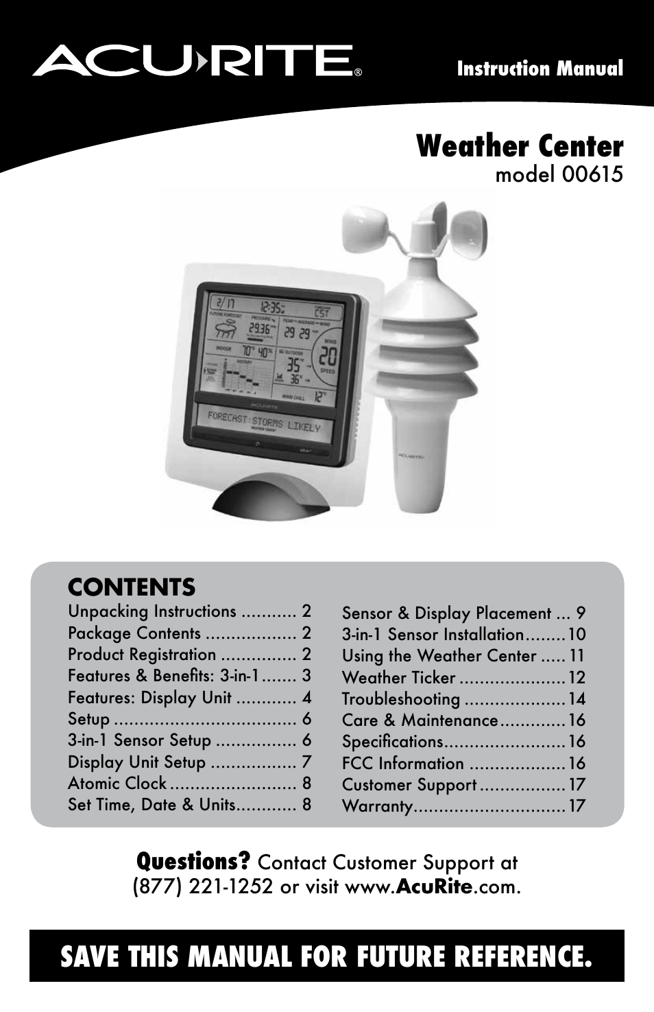 AcuRite 00615 Weather Station User Manual | 18 pages