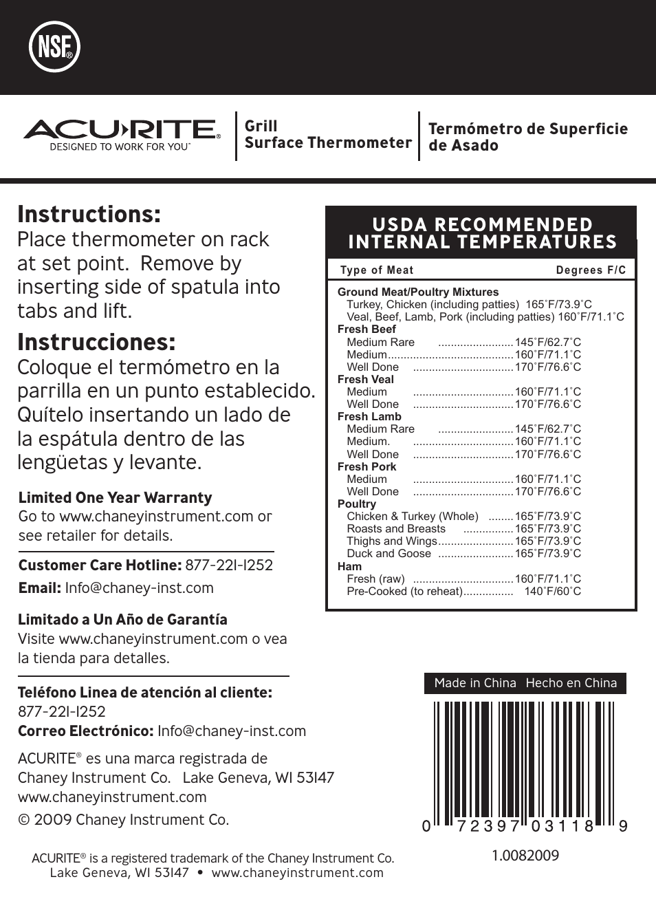 AcuRite 03118 Thermometer User Manual | 1 page