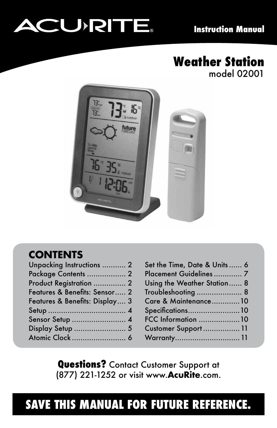 AcuRite 02001A1 Weather Station User Manual | 12 pages