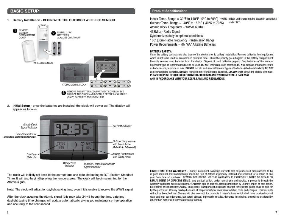 Basic setup | AcuRite 75330 Clock User Manual | Page 2 / 4