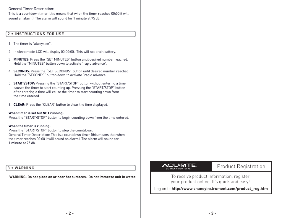 00534 - inst09.pg2.pdf, Product registration | AcuRite 00534 Timer User Manual | Page 2 / 2